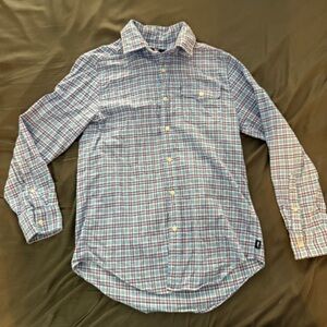 Vineyard Vines Shirt Mens small Blue Pink Plaid Stretch Button Up Crosby Whale